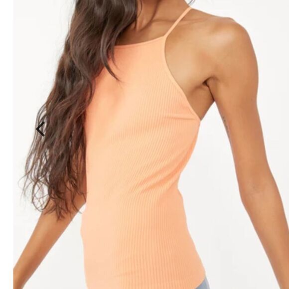 Free People Mmkay Seamless Tank Mango Ribbed High Neck Crisscross M/L * - Picture 8 of 13